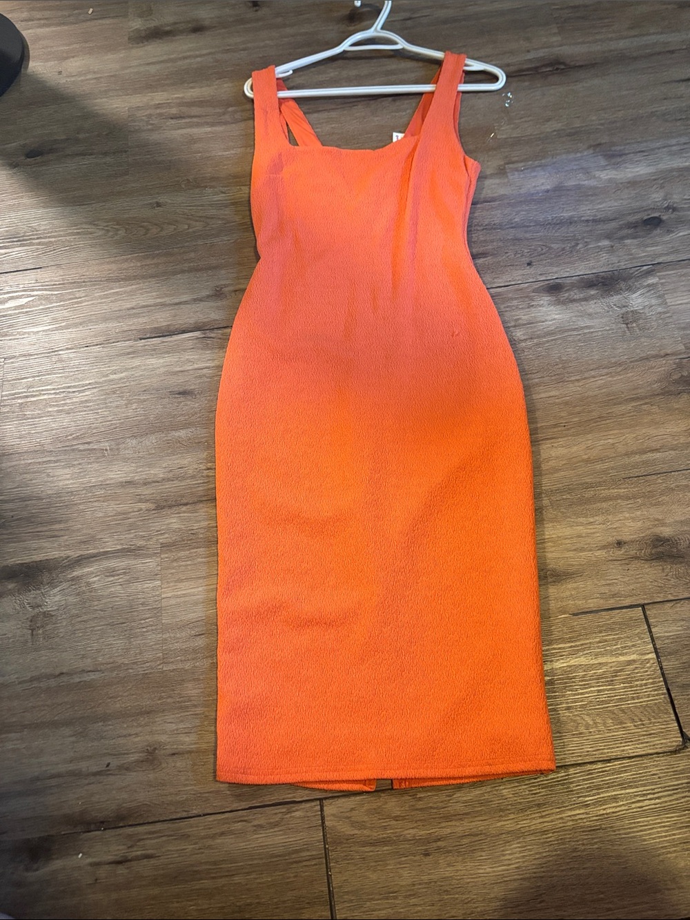 Women's Sleeveless Bodycon Dress in Bright Orange